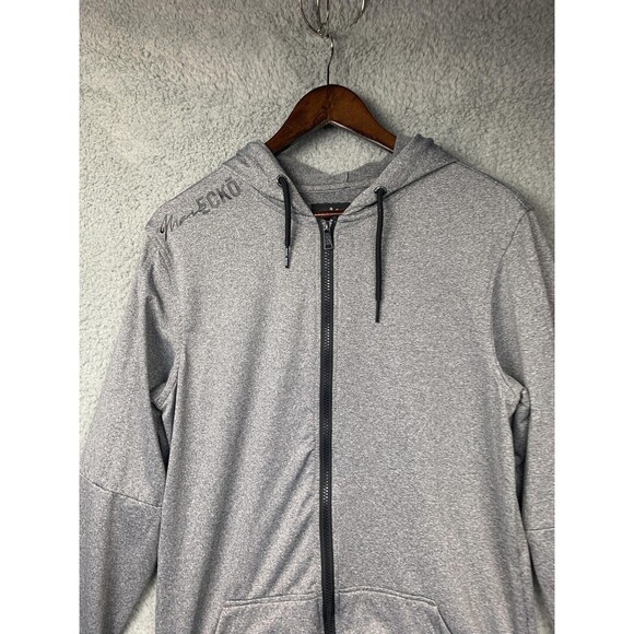 Marc Ecko Cut & Sew Hoodie Mens Medium Gray Full Zip Heathered Pockets Logo - Picture 2 of 14
